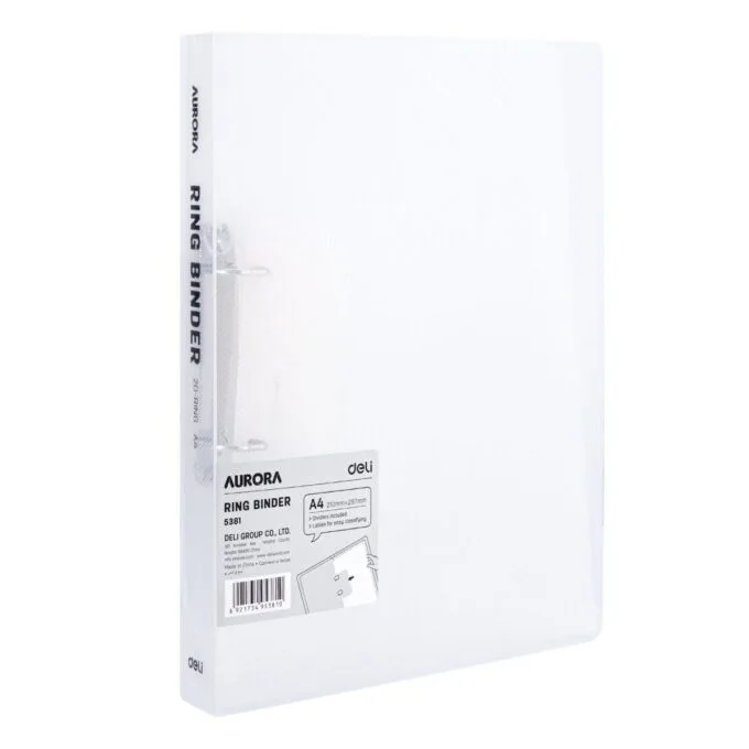 DELI PP 1.0 IN 2 D- RING BINDER A4 TRANSPARENT — image 1