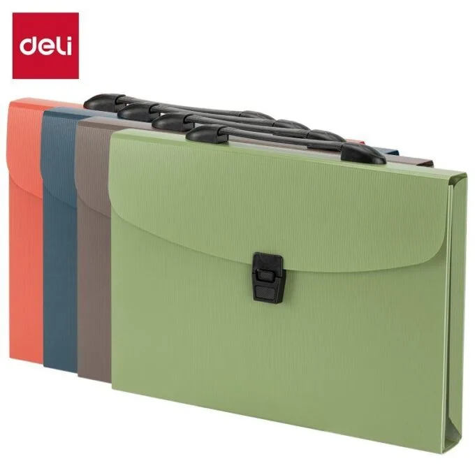 DELI EXPANDING FILE PUSH LOCK A4 13P 4C ASSORTED — image 1