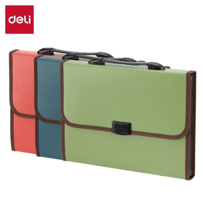 DELI EXPANDING FILE PUSH LOCK A4 13P 4C ASSORTED — image 1