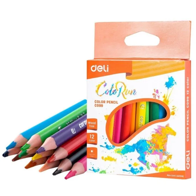 DELI MINI COLOUR TRIAGULAR PENCIL BOX 12 PCS — image 1