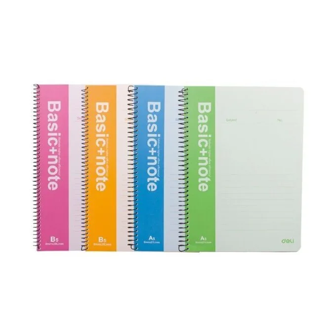 DELI SPIRAL SOFT COVER RULED NOTEBOOK A4/80P- LINE - ASSORTED COLOURS — image 1