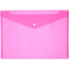 DELI FILE BAG SNAP A4 2C TRANSLUCENT - RED