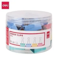 DELI COLOR BINDER CLIPS 41MM 24 PCS / PVC TUBE