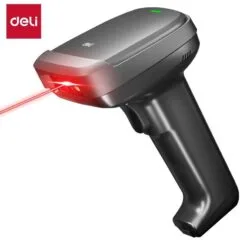 DELI HANDHELD WIRED/WIRELESS BLACK BARCODE SCANNER - 1D & QR CODE LASER SCANNING PRINCIPLE & BLUETOOTH 2.4G