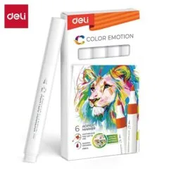 DELI ACRYLIC MARKER WHITE 6 PCS BOX (COLOUR CODE 43)