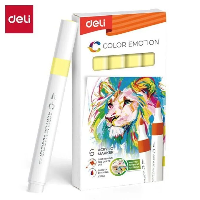 DELI ACRYLIC MARKER LEMON YELLOW 6 PCS BOX (COLOUR CODE 63) — image 1