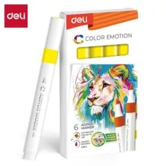 DELI ACRYLIC MARKER YELLOW 6 PCS BOX (COLOUR CODE 44)