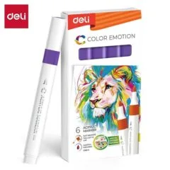 DELI ACRYLIC MARKER PURPLE 6 PCS BOX (COLOUR CODE 51)