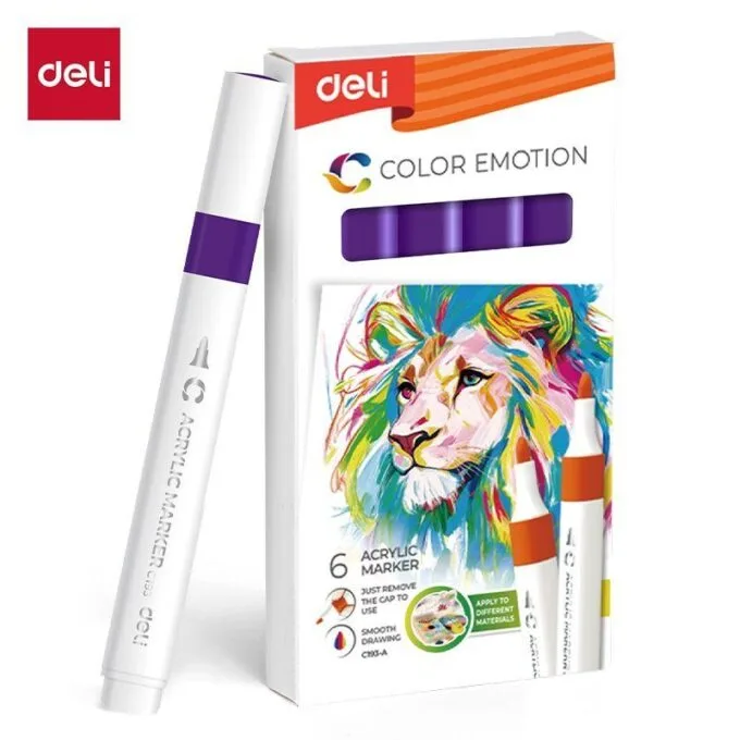 DELI ACRYLIC MARKER DARK VIOLET 6 PCS BOX (COLOUR CODE 27) — image 1