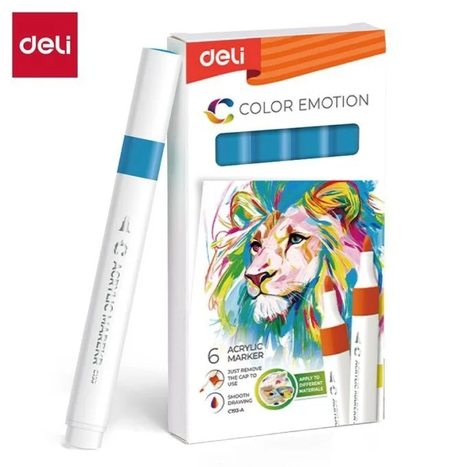 DELI ACRYLIC MARKER ROYAL BLUE 6 PCS BOX (COLOUR CODE 48) — image 1
