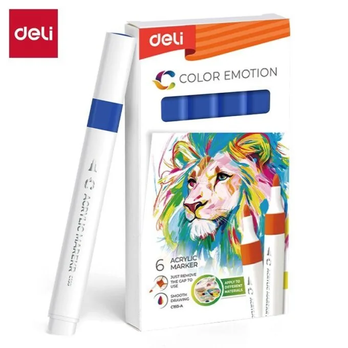 DELI ACRYLIC MARKER BLUE 6 PCS BOX (COLOUR CODE 31) — image 1