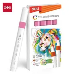 DELI ACRYLIC MARKER PINK 6 PCS BOX (COLOUR CODE 25)