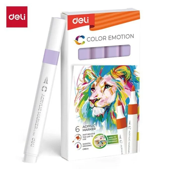 DELI ACRYLIC MARKER LAVENDER 6 PCS BOX (COLOUR CODE 149) — image 1