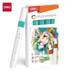 DELI ACRYLIC MARKER CYAN BLUE 6 PCS BOX (COLOUR CODE 34)