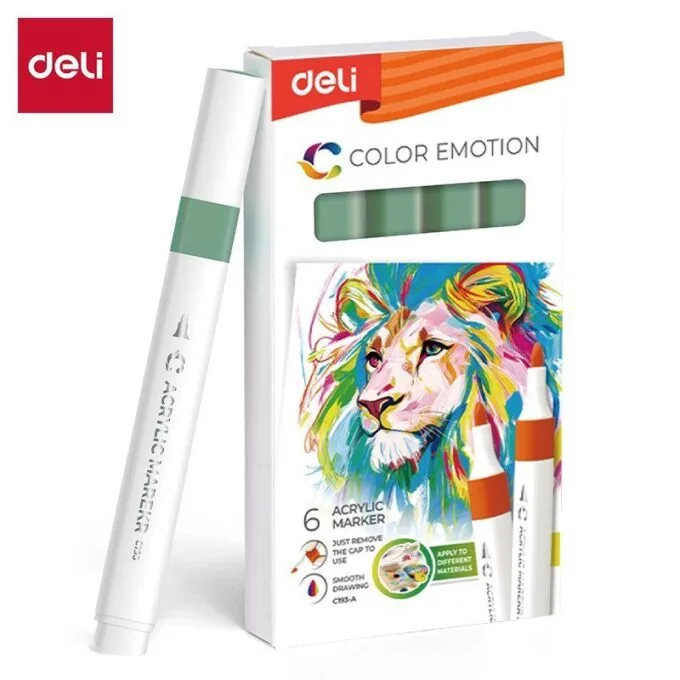 DELI ACRYLIC MARKER PALE GREEN 6 PCS BOX (COLOUR CODE 132) — image 1