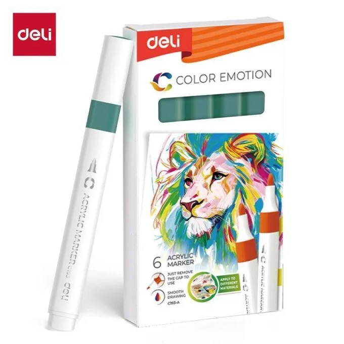 DELI ACRYLIC MARKER PASTEL GREEN 6 PCS BOX (COLOUR CODE 152) — image 1
