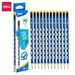 DELI GRAPHITE PENCIL HEXAGONAL BARREL HB W/ERASER (BOX OF 12 PCS)