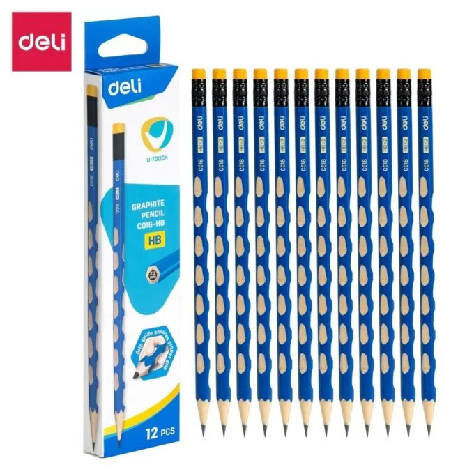 DELI GRAPHITE PENCIL HEXAGONAL BARREL HB W/ERASER (BOX OF 12 PCS) — image 1