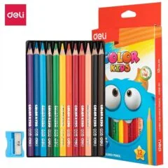 DELI JUMBO COLOUR TRIANGULAR PENCIL BOX 12 PCS