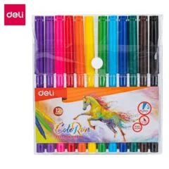DELI 12 PCS FELT PEN MARKERS WALLET