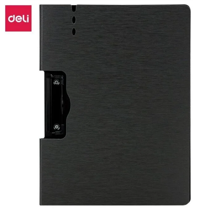 DELI METALLIC BRUSHED FOAM PP CLIPBOARD A4 DARK GRAY HORIZONTAL — image 1