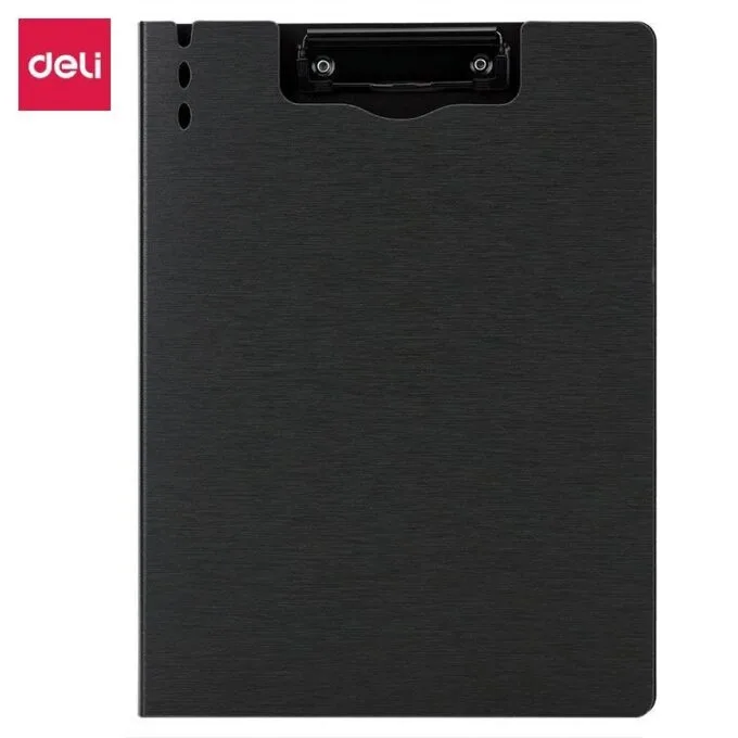 DELI METALLIC BRUSHED FOAM PP CLIPBOARD A4 DARK GRAY VERTICAL — image 1