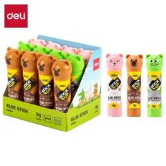DELI STRONG ADHESIVE WHITE PVP GLUE STICK 9G ASSORTED - PIG / CROCODILE / BEAR