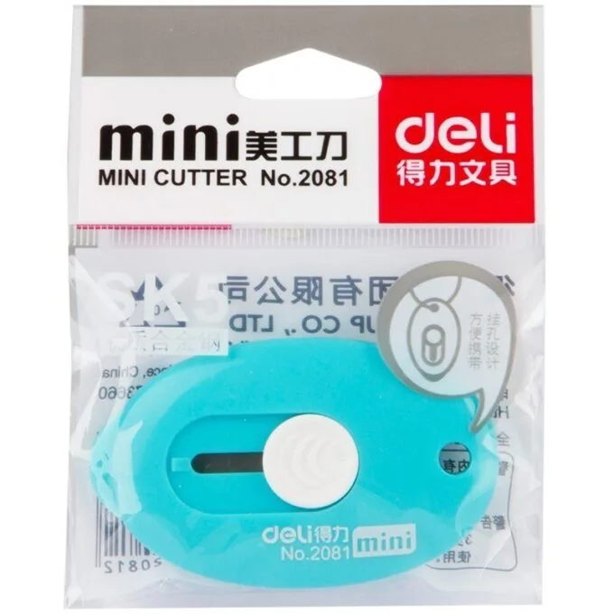 DELI MINI CUTTER AUTO-LOCK 70X40MM BLUE — image 1