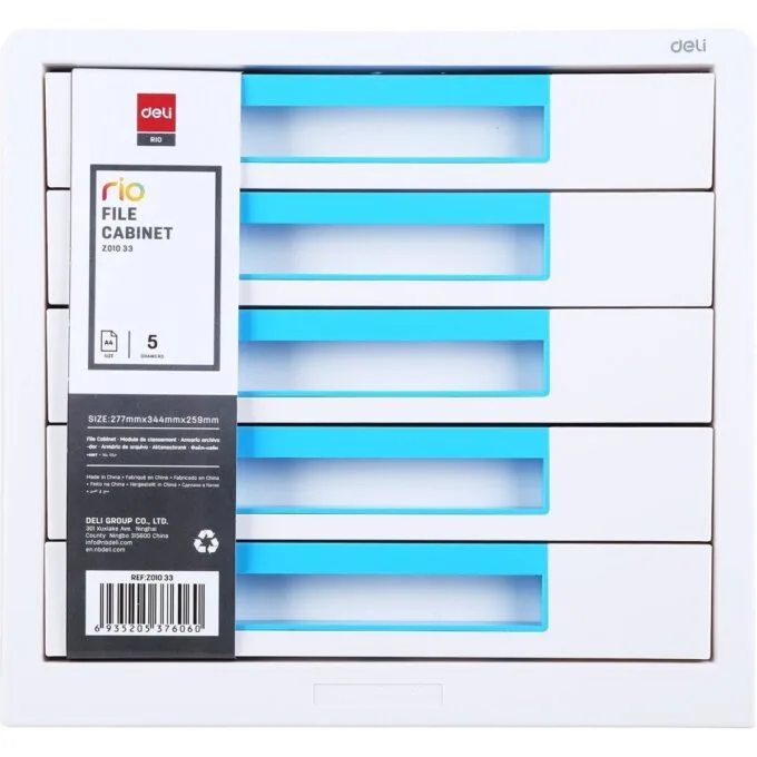 DELI ABS FOLDABLE FILE CABINET BLUE, 5 DRAWERS — image 1