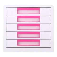 DELI ABS FOLDABLE FILE CABINET MAGENTA, 5 DRAWERS