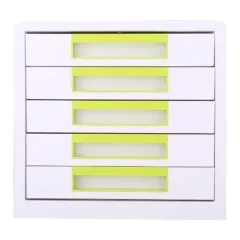 DELI ABS FOLDABLE FILE CABINET GREEN, 5 DRAWERS