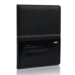 DELI LEATHER COVER RULED NOTEBOOK 25K 112 SHEETS - BLACK