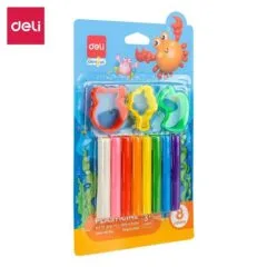DELI GENIUS PLASTICINE 8 COLOURS WITH 3 MOLDS