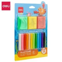 DELI GENIUS PLASTICINE 12 COLOURS WITH 3 MOLDS