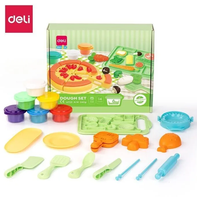 DELI GENIUS DOUGH SET 6 COLOURS WITH 14 ACCESSORIES ASSORTED — image 1