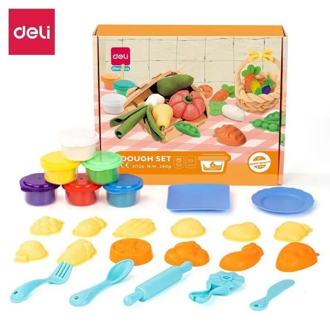 DELI GENIUS DOUGH SET 6 COLOURS WITH 19 ACCESSORIES ASSORTED — image 1