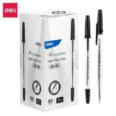 DELI BALL POINT PEN 0.7MM BLACK (PACK OF 50 PENS)