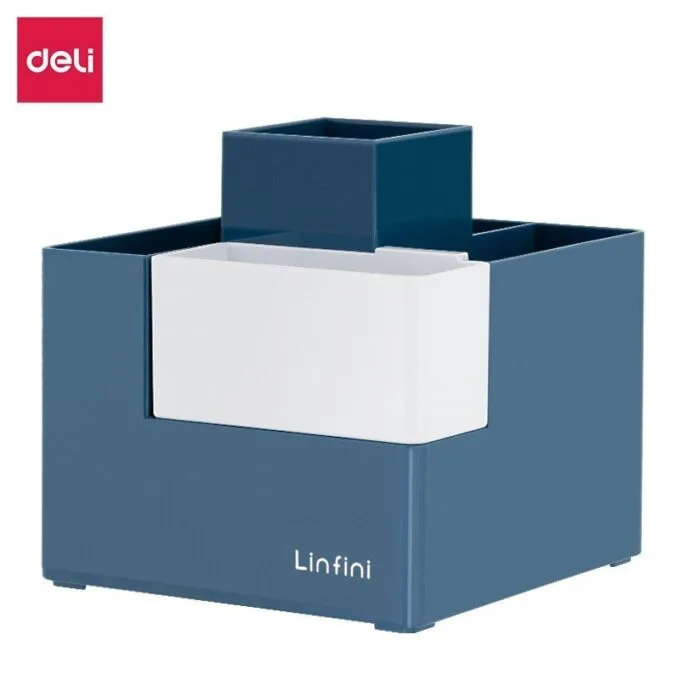 DELI LINFINI PEN HOLDER Φ120 x120 x 127MM - BLUE — image 1