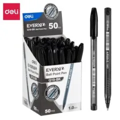 DELI BALL POINT PEN 1.0MM BLACK (PACK OF 50 PENS)