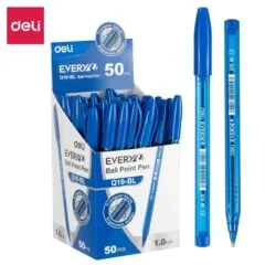 DELI BALL POINT PEN 1.0MM BLUE (PACK OF 50 PENS)