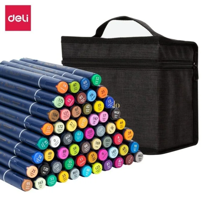 DELI FINENOLO TWIN SKETCH MARKERS 60 COLOURS BAG SET — image 1