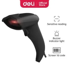 DELI HANDHELD WIRED BLACK BARCODE SCANNER - 1D CODE SCANNING PRINCIPLE