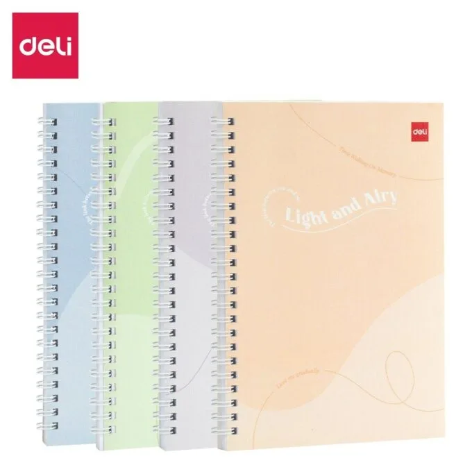 DELI SPIRAL SOFT COVER RULED NOTEBOOK A5/60P-LINE - ASSORTED COLOURS (LIGHT & AIRY) — image 1