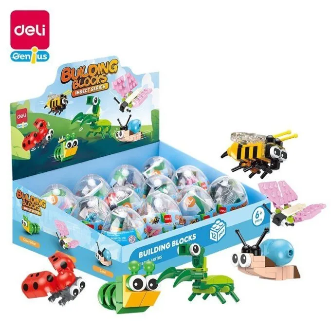 DELI GENIUS BUILDING BLOCKS EGG SHAPPED 12 INSECTS MODELS ASSORTED — image 1