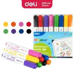 DELI WHITEBOARD MARKERS SOFT TIP 8 ASSORTED COLOURS BLISTER SET