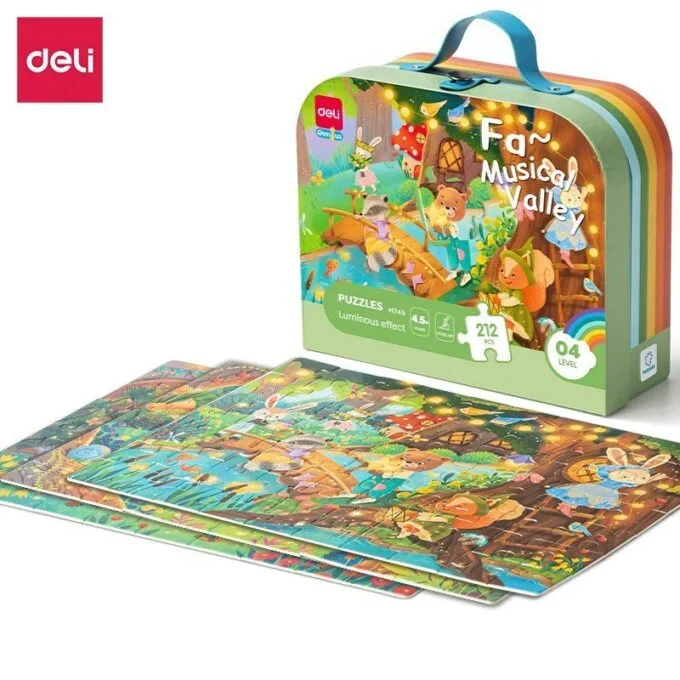 DELI GENIUS GLOW IN THE DARK PUZZLES MUSICAL VALEY 212 PCS ASSORTED — image 1
