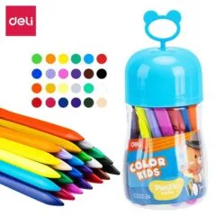DELI PLASTIC CRAYONS 24 COLOURS