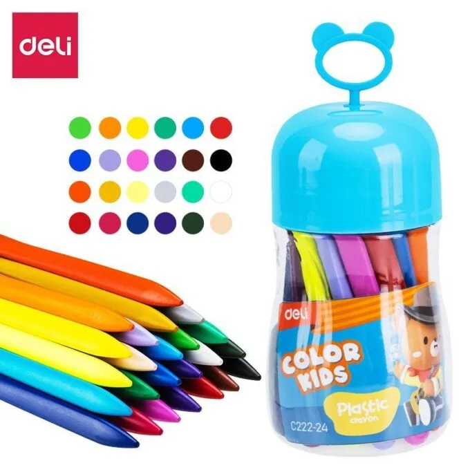 DELI PLASTIC CRAYONS 24 COLOURS — image 1