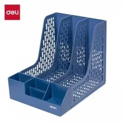 DELI PP 3-COMP. MAGAZINE HOLDER + DESK ORGANIZER BLUE