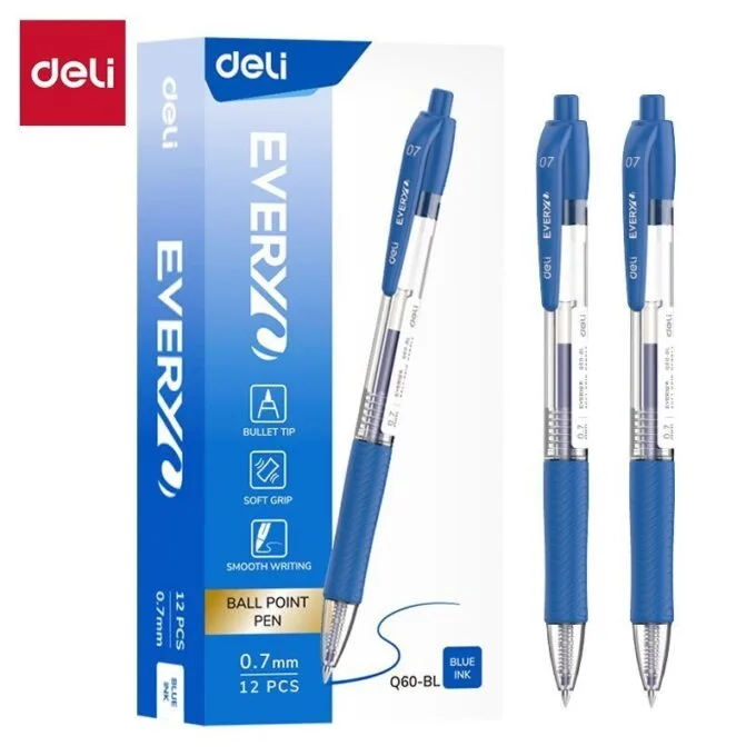 DELI BALL POINT PEN RETRACTABLE 0.7MM BLUE — image 1